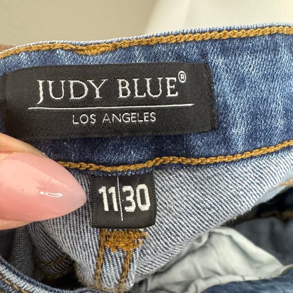Judy Blue Womens Straight Leg Jeans Size 11/30 Dark Wash Stretch Denim Mid Rise - Picture 10 of 11